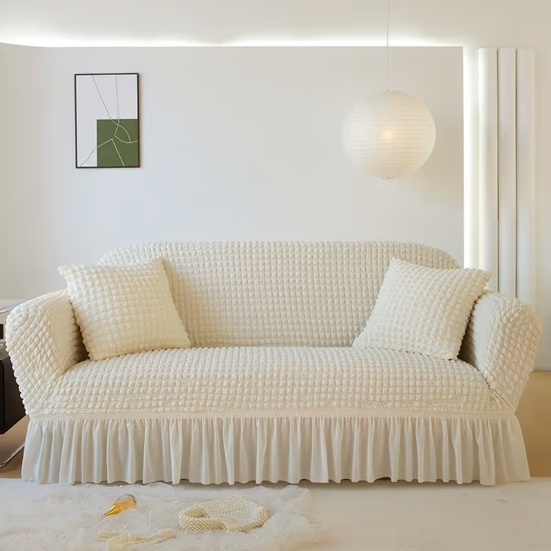 Cozy living room with comfortable sofa cover